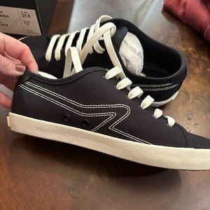rag & bone court sneaker black canvas. White stitching. New!